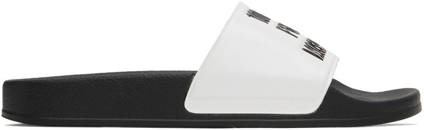 Tenisky a topánky Moschino White & Black '100% Pure ' Pool Slides Biela | MB28292G1LG18100, 0