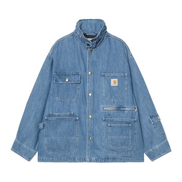 Bunda Carhartt WIP Stone Washed Denim Chore Coat Modrá | A242054_6, 0