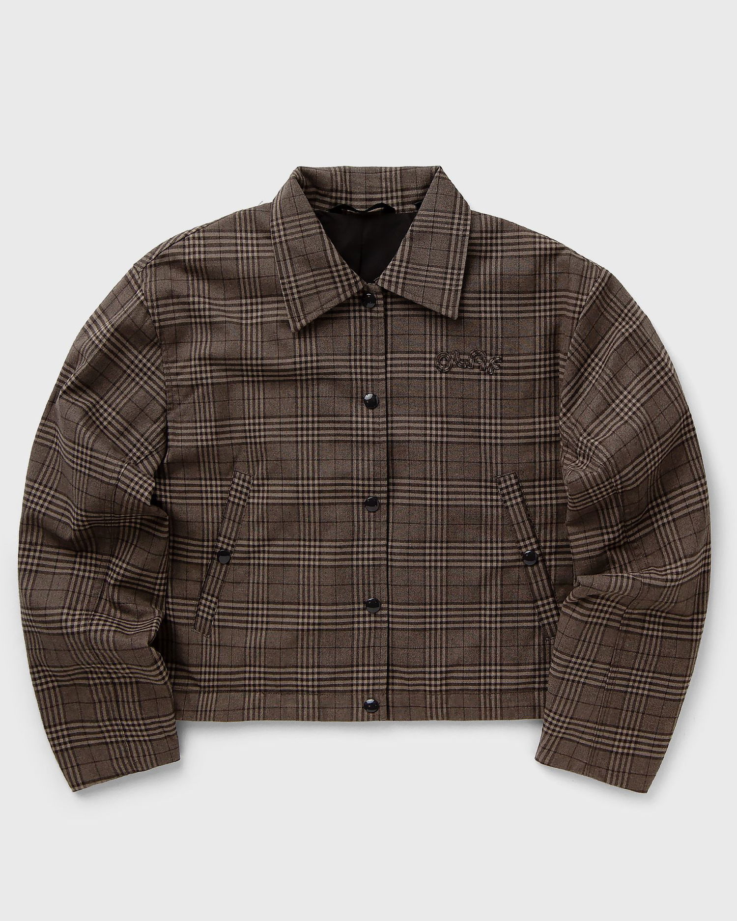 Košeľa ØLÅF Check Cropped Windbreaker Jacket Hnedá | W180503-GREY-CHECK, 0
