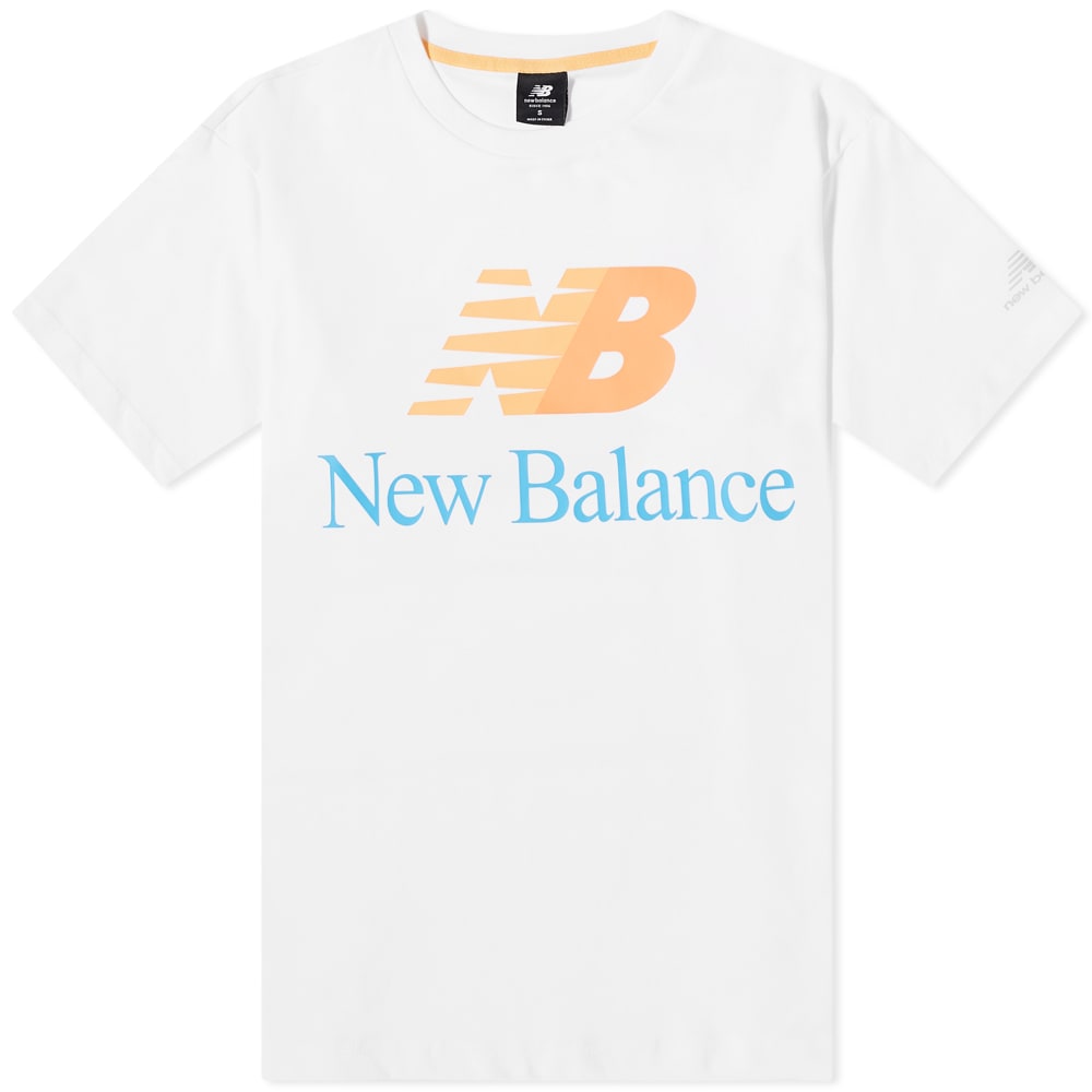 Tričko New Balance Essentials Celebrate Split Logo Tee Biela | MT21529-WT, 0