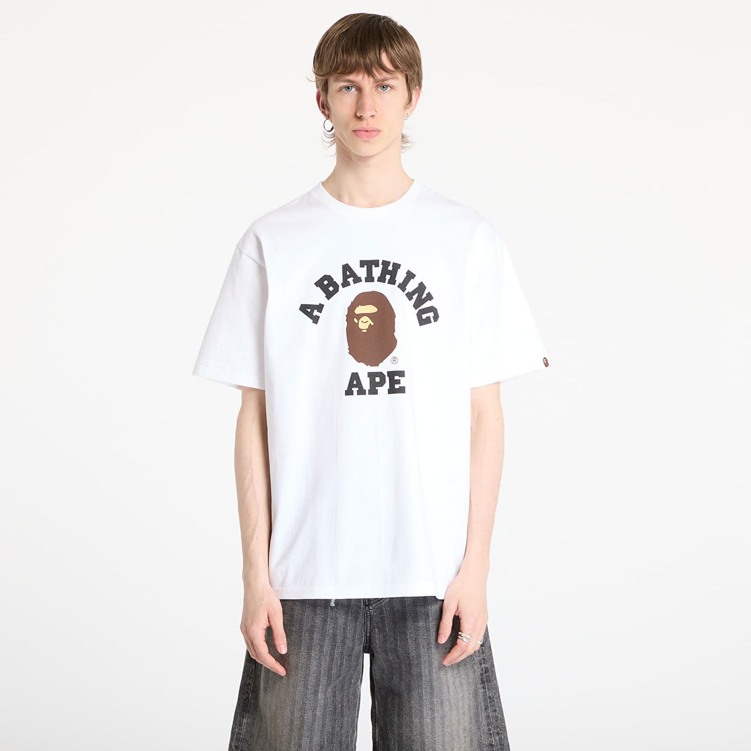 Tričko BAPE A BATHING APE College T-Shirt Biela | 001TEL301001MWHT, 0