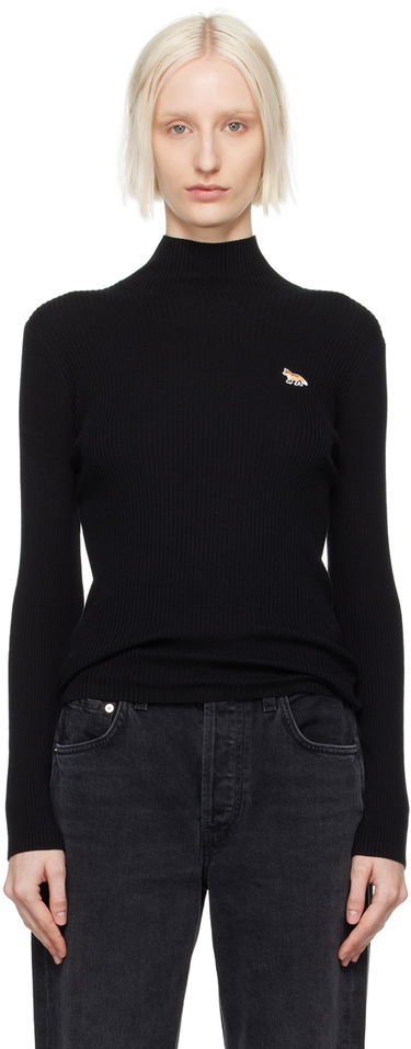 Sveter MAISON KITSUNÉ Maison Kitsuné Black Baby Fox Patch Turtleneck Čierna | NW00807KT1091, 0