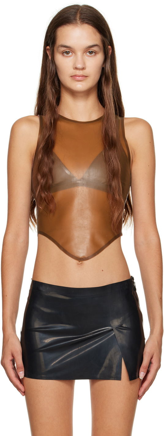 Tielko Miaou Miaou Jinx Sheer Tank Top Hnedá | 7044LTXBRW, 0