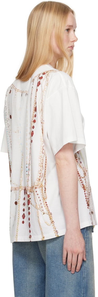 Tričko Maison Margiela MM6 Maison Margiela Jersey T-Shirt with Beaded Graphic Biela | S62GD0201 M20113, 2
