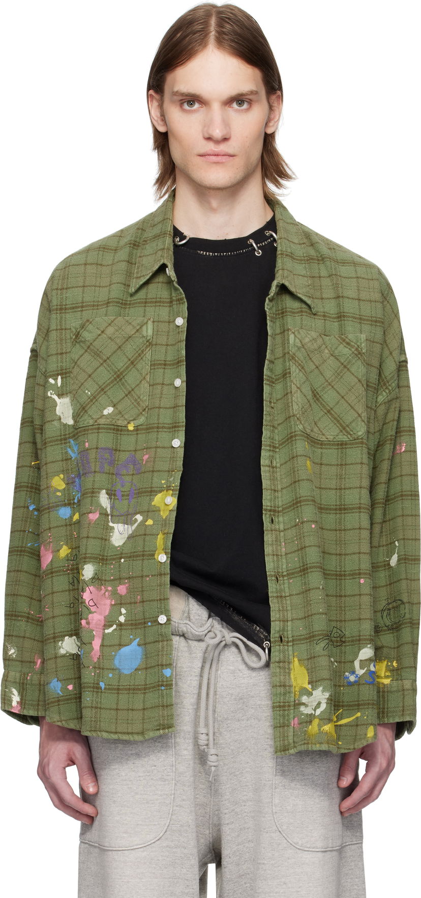Košeľa R13 R13 Paint Splatter Work Shirt Zelené | R13MR015-R526B