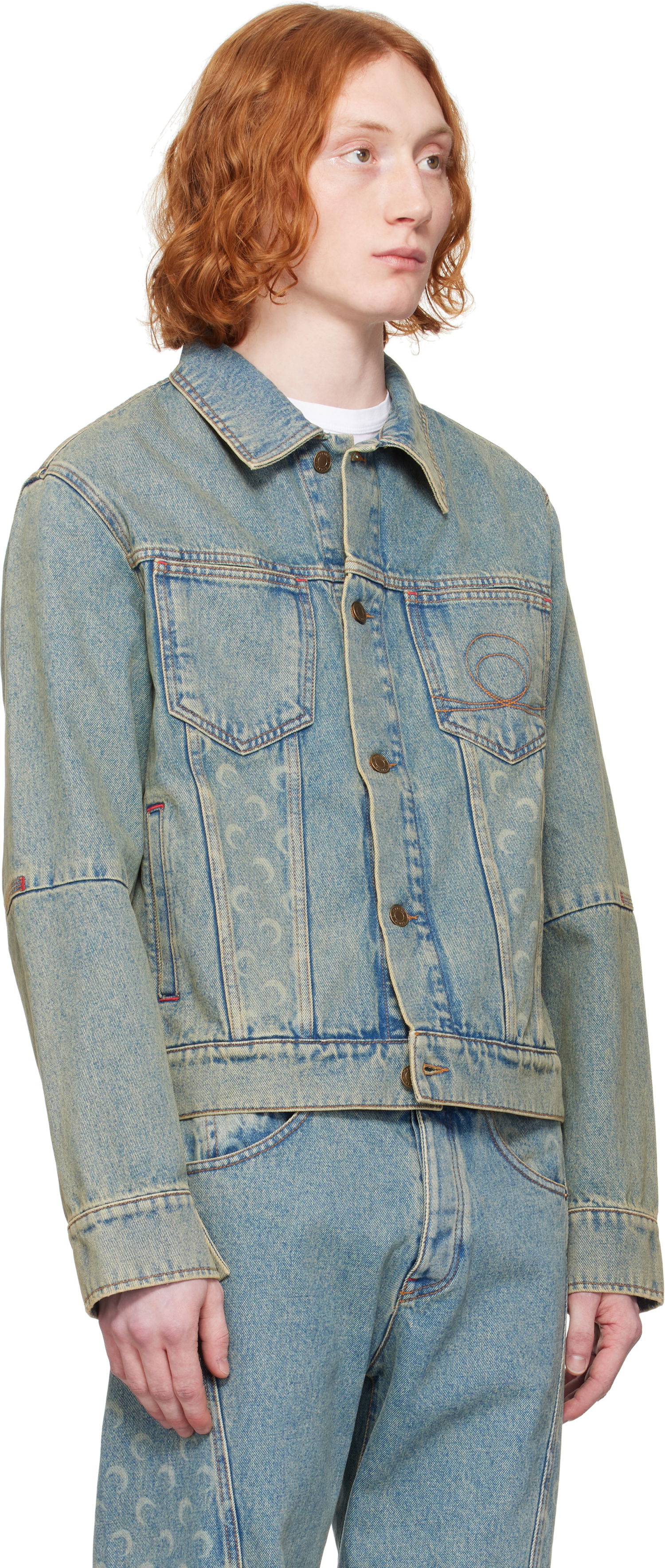 Bunda Marine Serre Marine Serre Moon Laser Denim Trucker Jacket Modrá | MJA063A CDEN0003, 1