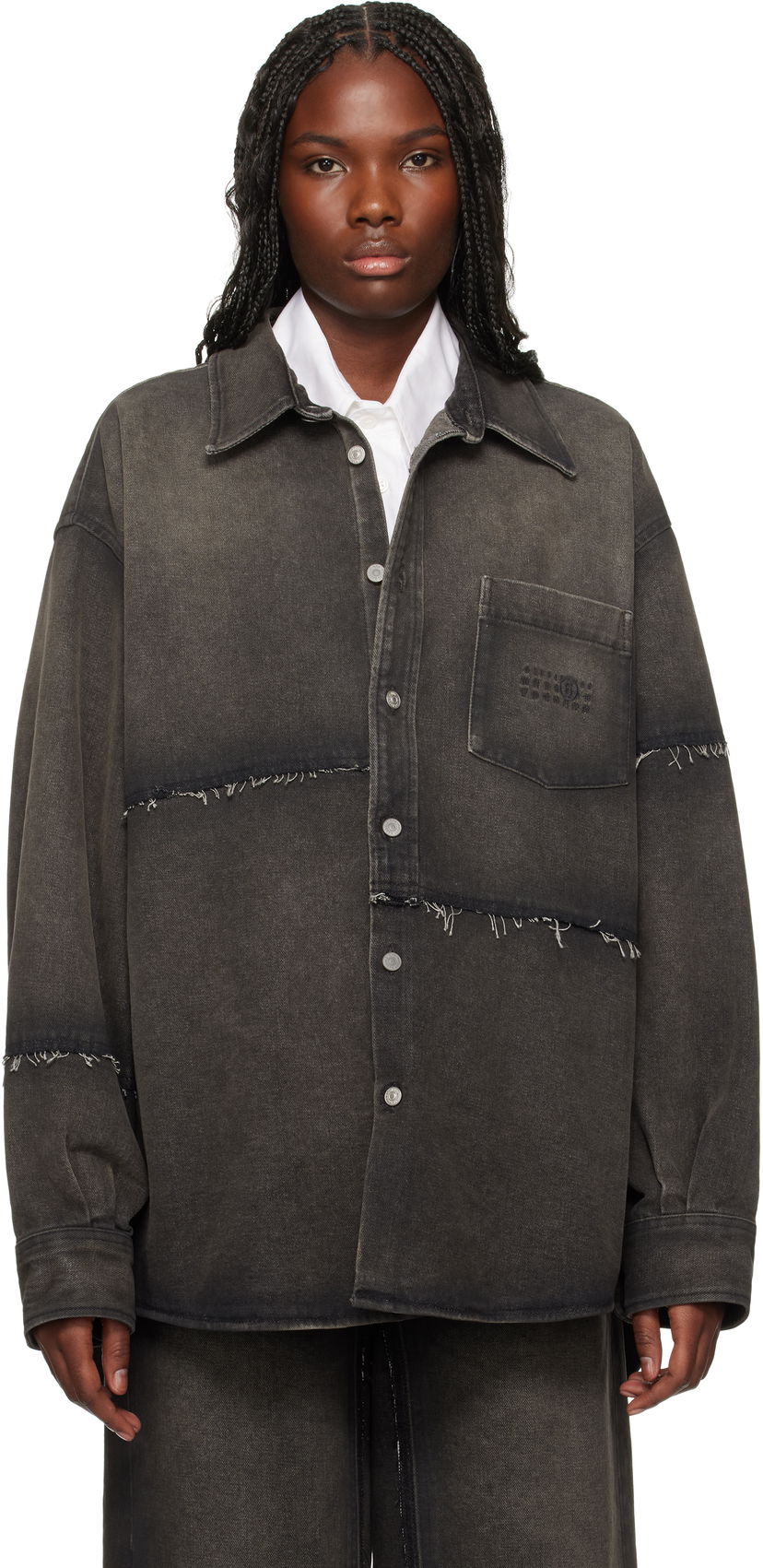 Košeľa Maison Margiela MM6 Maison Margiela Long-Sleeved Reconstructed Denim Shirt Čierna | SH2DT0009 S30848