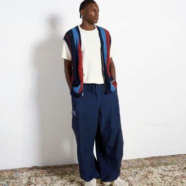 Cargo nohavice Pleasures Visitors Wide Fit Cargo Pants Navy | P23F012-NAVY, 5