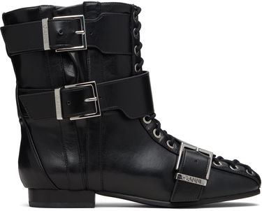 Tenisky a topánky GANNI Buckled Eyelets Lace-Up Boots Čierna | S3114, 0