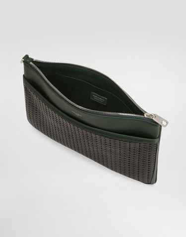 Kabelka Dolce & Gabbana Dolce & Gabbana Woven Calfskin Clutch with Wrist Strap Zelené | BP3294AN41989868, 3