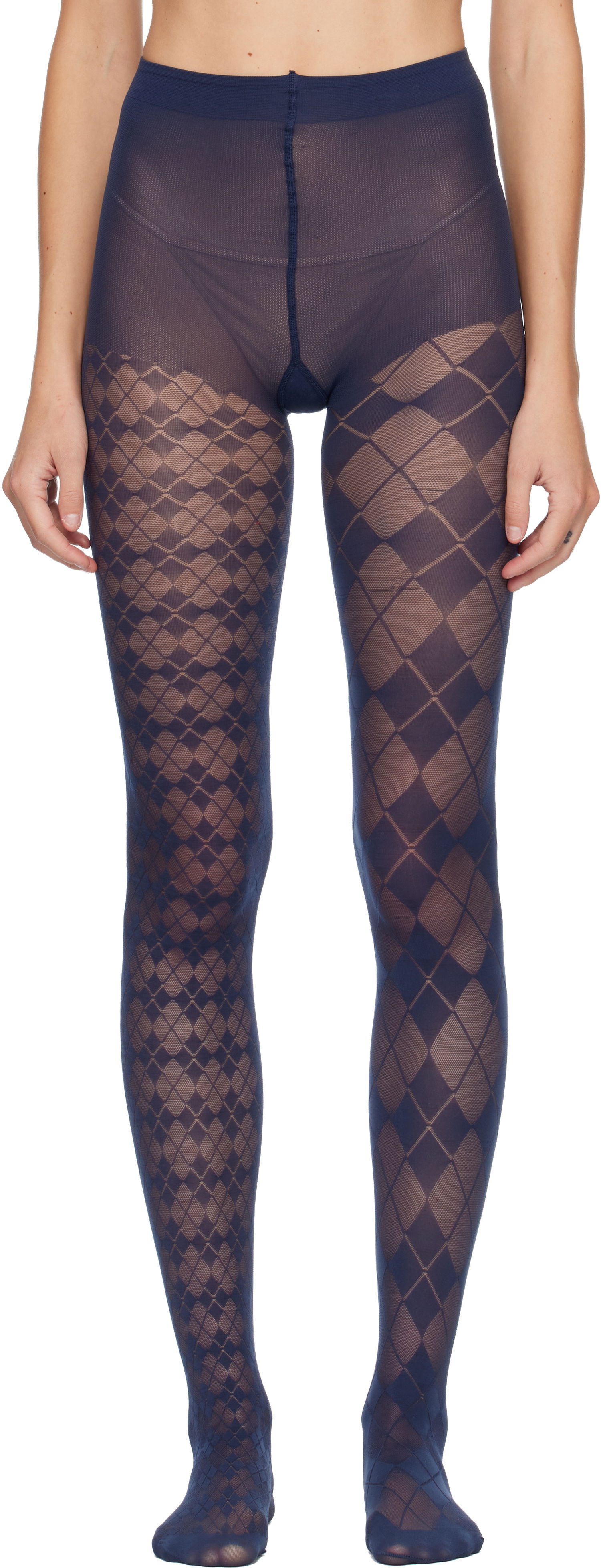 Ponožky Thom Browne Thom Browne Funmix Argyle Sheer Tights Navy | FAS234A-Y7005, 0