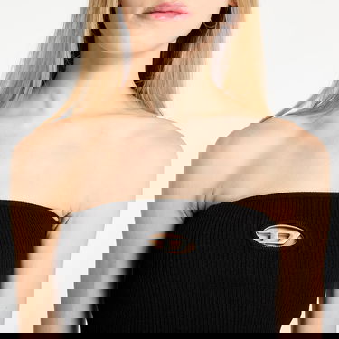 Crop Top Diesel Ribbed Tube Crop Top M-Clarksvillex with Metal Logo Čierna | A13019_0DLAX Black, 2