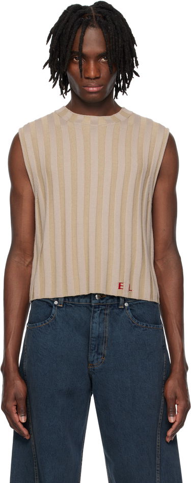 Sveter Eckhaus Latta Eckhaus Latta Knitted Cropped Vest Béžová | 8025-EL-PS25-DU - DUNE, 0
