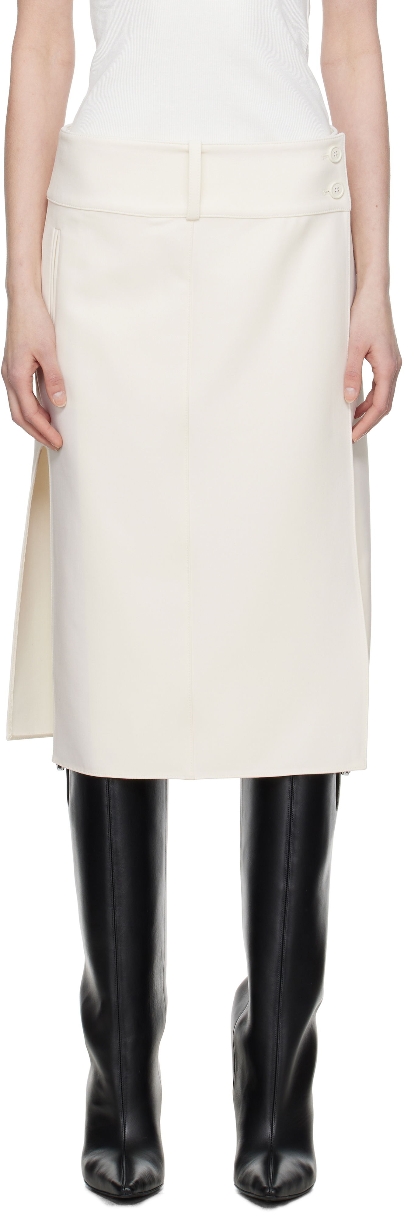 Sukňa Courrèges Courrèges Belted Slit Midi Skirt Biela | 125CJU221PL0170, 0