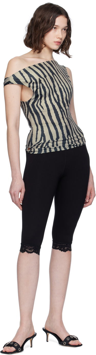 Tielko Miaou Miaou Lani Asymmetrical Zebra Print Top Béžová | 7114VISZEB, 3