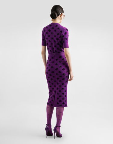 Sukňa Dolce & Gabbana Jacquard Pencil Skirt with DG Monogram and Slit Fialová | FXO25TJGMB3F1540, 2