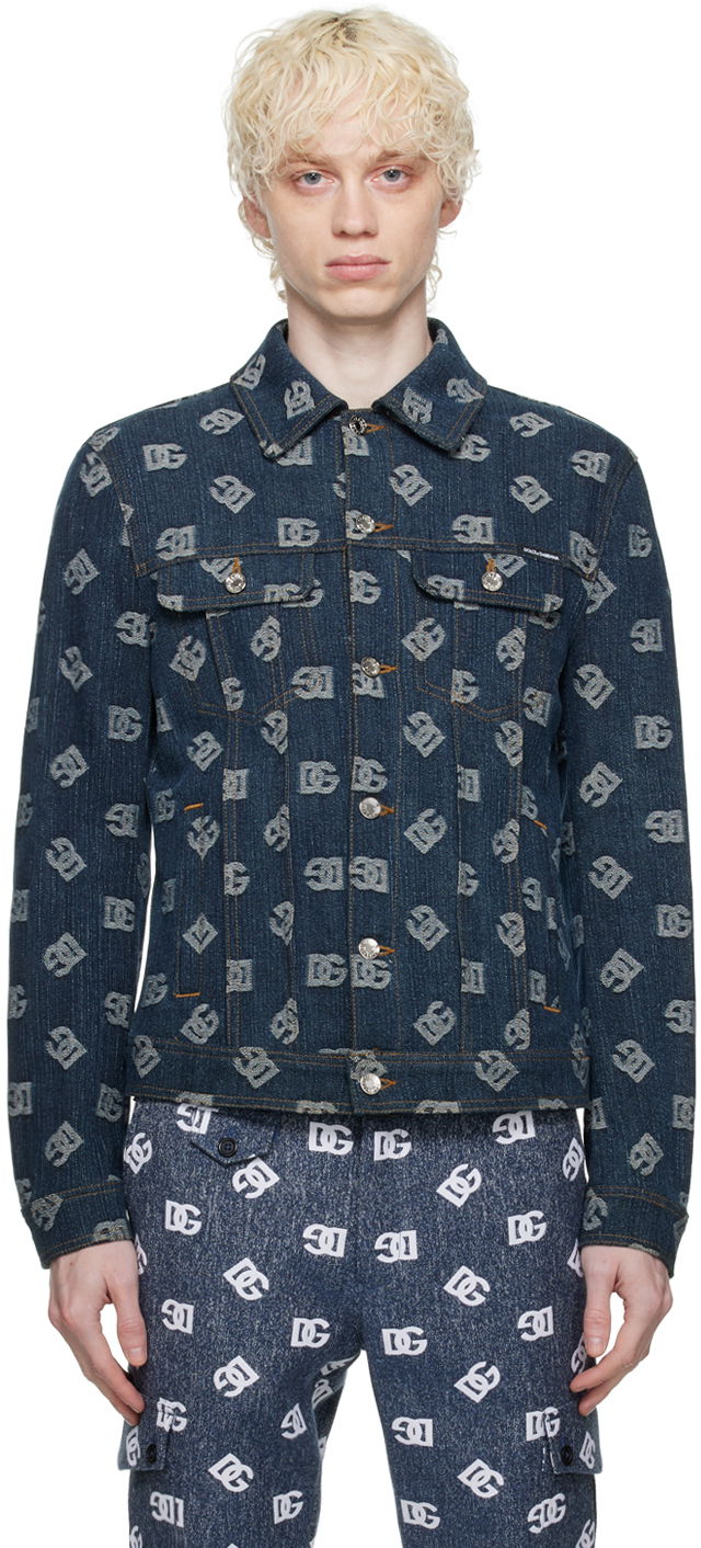 Blue Jacquard Denim Jacket