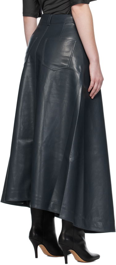 Sukňa Nanushka Nanushka Neith Draped Vegan Leather Maxi Skirt Navy | NW25PFSK01455, 2