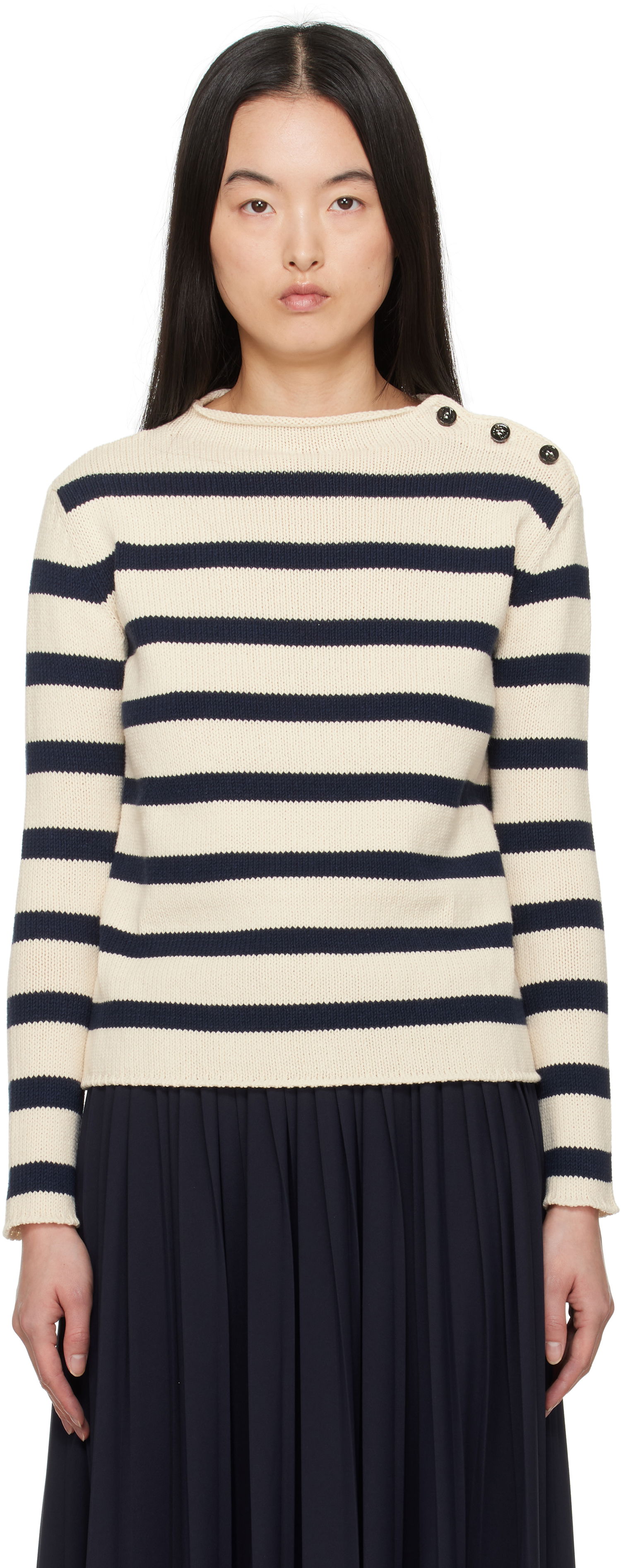 Sveter Max Mara Weekend Max Mara Vibo Striped Knit Sweater Béžová | 2515361201600, 0
