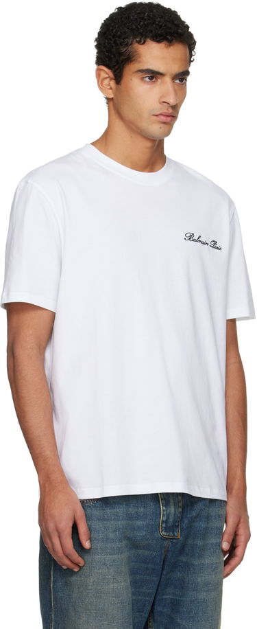 Tričko Balmain Embroidered Balmain Paris Signature T-shirt Čierna | FH1EG000BC68, 4