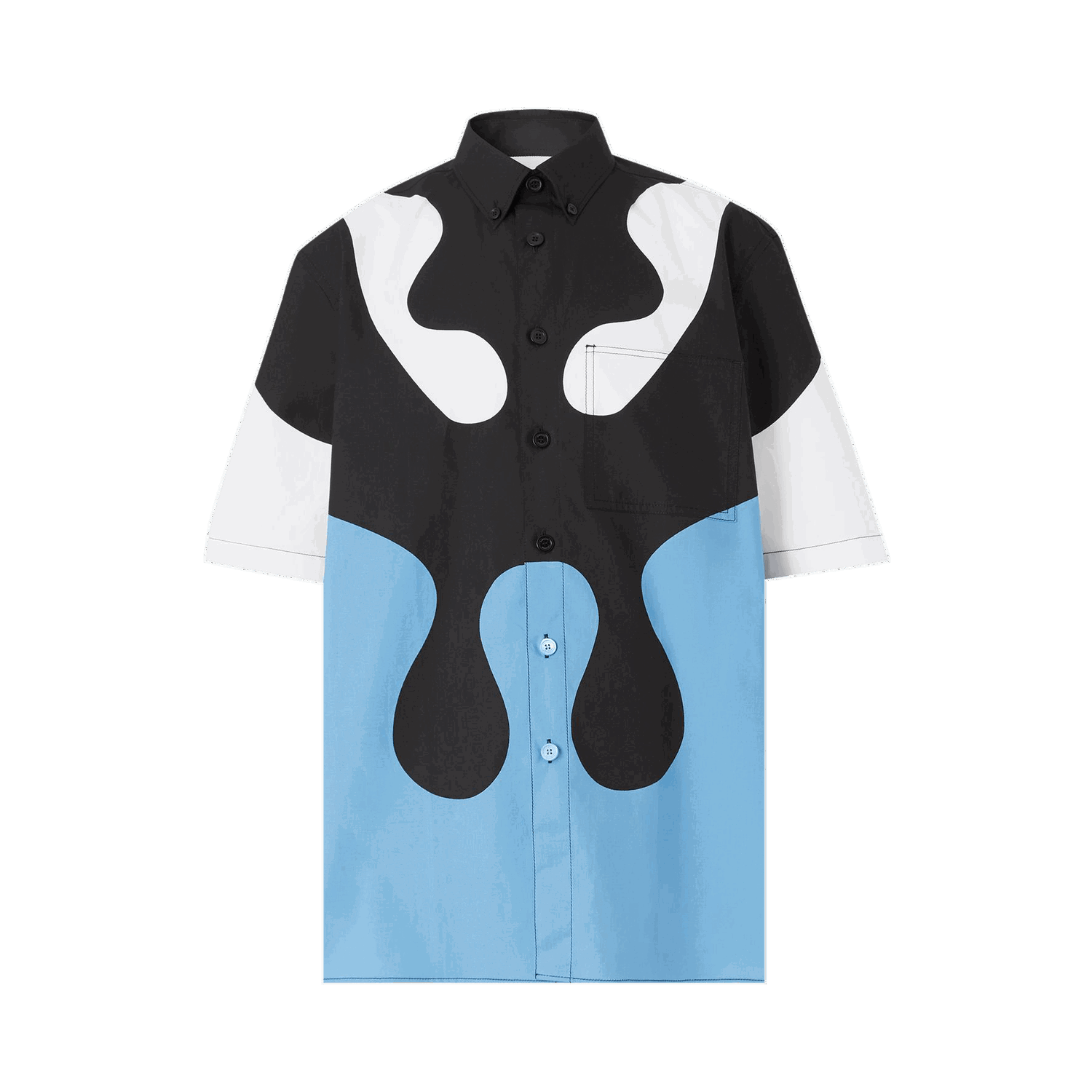 Tričko Burberry Abstract Print Cotton Button Down Shirt Modrá | 8051924, 0