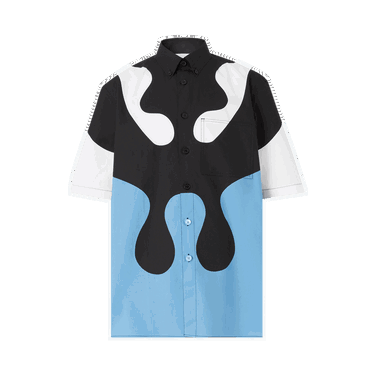 Tričko Burberry Abstract Print Cotton Button Down Shirt Modrá | 8051924, 0