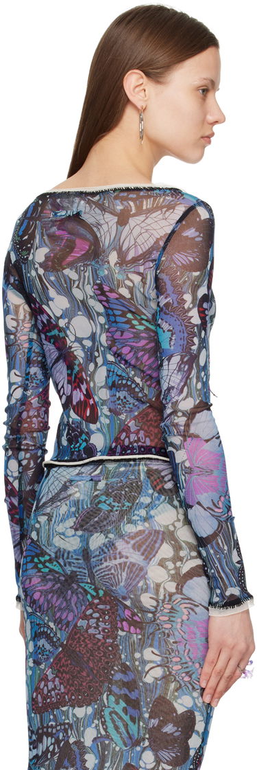 Tielko Jean Paul Gaultier Gaultier Butterfly Print Tie Cardigan Modrá | 24/25-F-CD006-T545-5090, 2