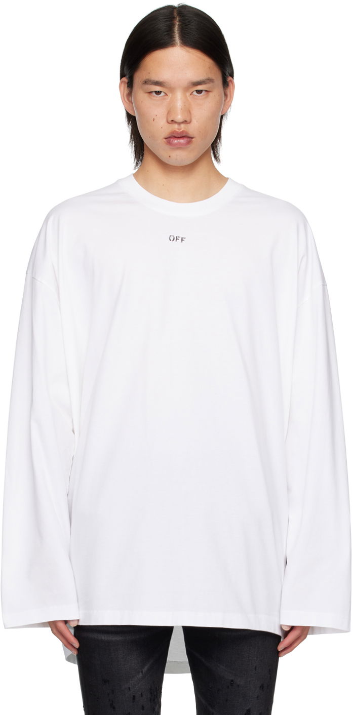 Tričko Off-White White Off Stamp Long Sleeve T-Shirt Biela | OMAB091C99JER0010110, 0