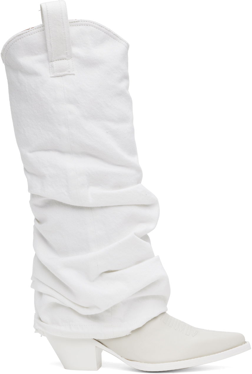 Oblečenie R13 R13 Mid Cowboy Denim Sleeve Boots Biela | R13S0107-WHT, 0