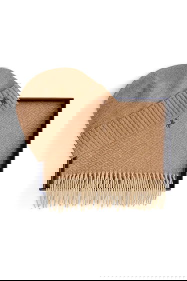 Šál Polo by Ralph Lauren Polo Ralph Lauren Knitted Beanie and Herringbone Scarf with Fringed Edges Béžová | 449959529, 1