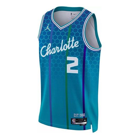 Dres Jordan Air Jordan Retro Basketball Jersey Charlotte Hornets Lonzo Ball No. 2 Fan Edition 21-22 Tyrkysová | DB4020-481
