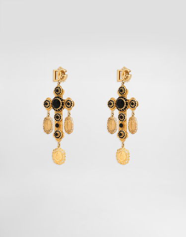 Náušnice Dolce & Gabbana Dolce & Gabbana Drop Cross Earrings with Votive Medallions Metalická | WER4C3W1111ZOO00, 2