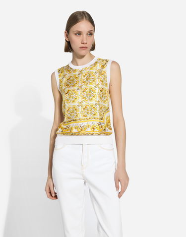Tielko Dolce & Gabbana Sleeveless Sweater With Print Biela | FXT06TJBSJEHG3TN, 3