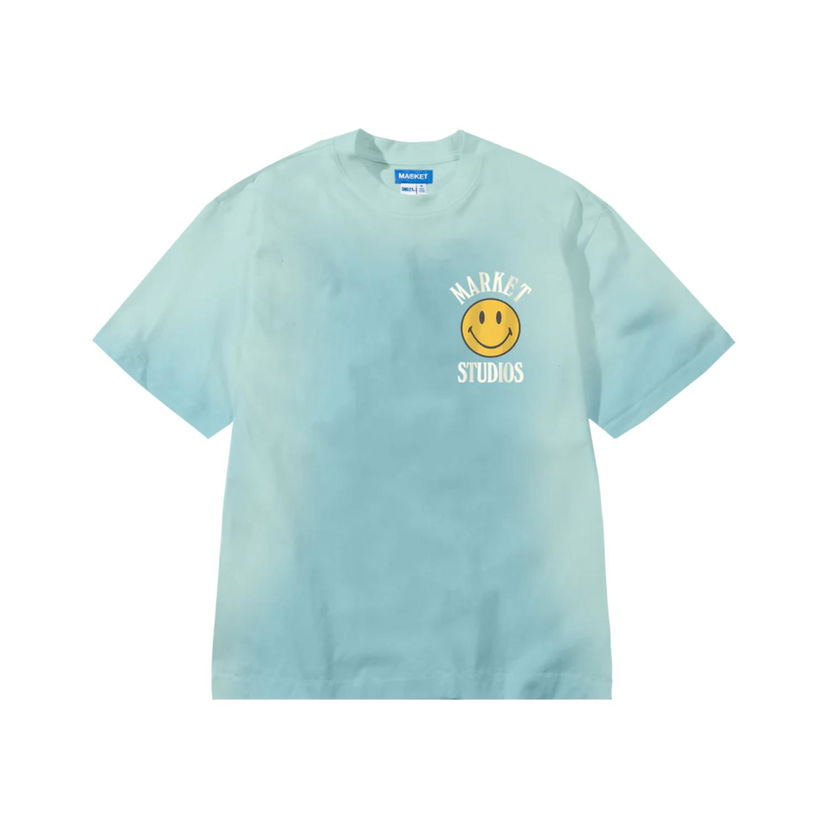 Tričko MARKET Smiley Upside Down Lockup T-Shirt Tyrkysová | SS0228-BLUE