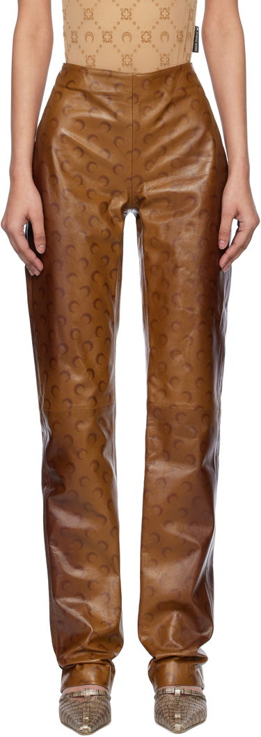Nohavice Marine Serre Marine Serre Moon Airbrushed Leather Pants Hnedá | WPA153A CLEA0050, 0