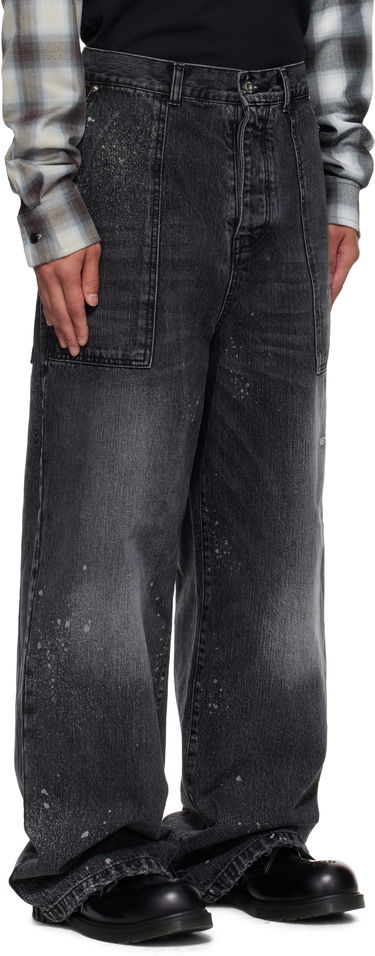 Džínsy We11done Carpenter Wide-Leg Distressed Paint Splatter Jeans Čierna | WD-DP2-25-340-M-BK, 1