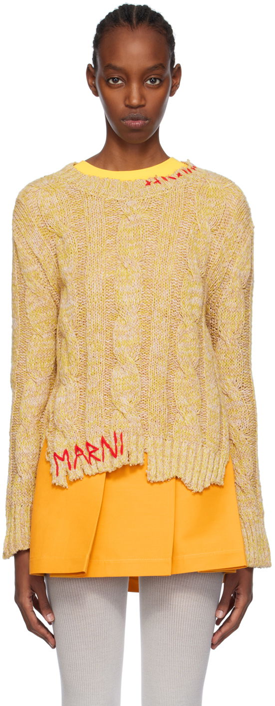 Sveter Marni Distressed Sweater Žltá | GCMD0487Q0 UFC068