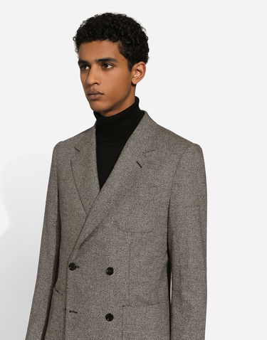 Bunda Dolce & Gabbana Double-breasted Portofino-fit Stretch Flannel Jacket Šedá | G2TW3TFMCA0S8290, 3