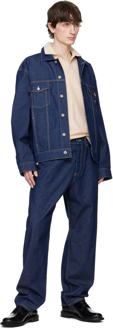 Bomber bunda MAISON KITSUNÉ Maison Kitsuné Profile Fox Denim Trucker Jacket Modrá | OM02103WW0081, 3