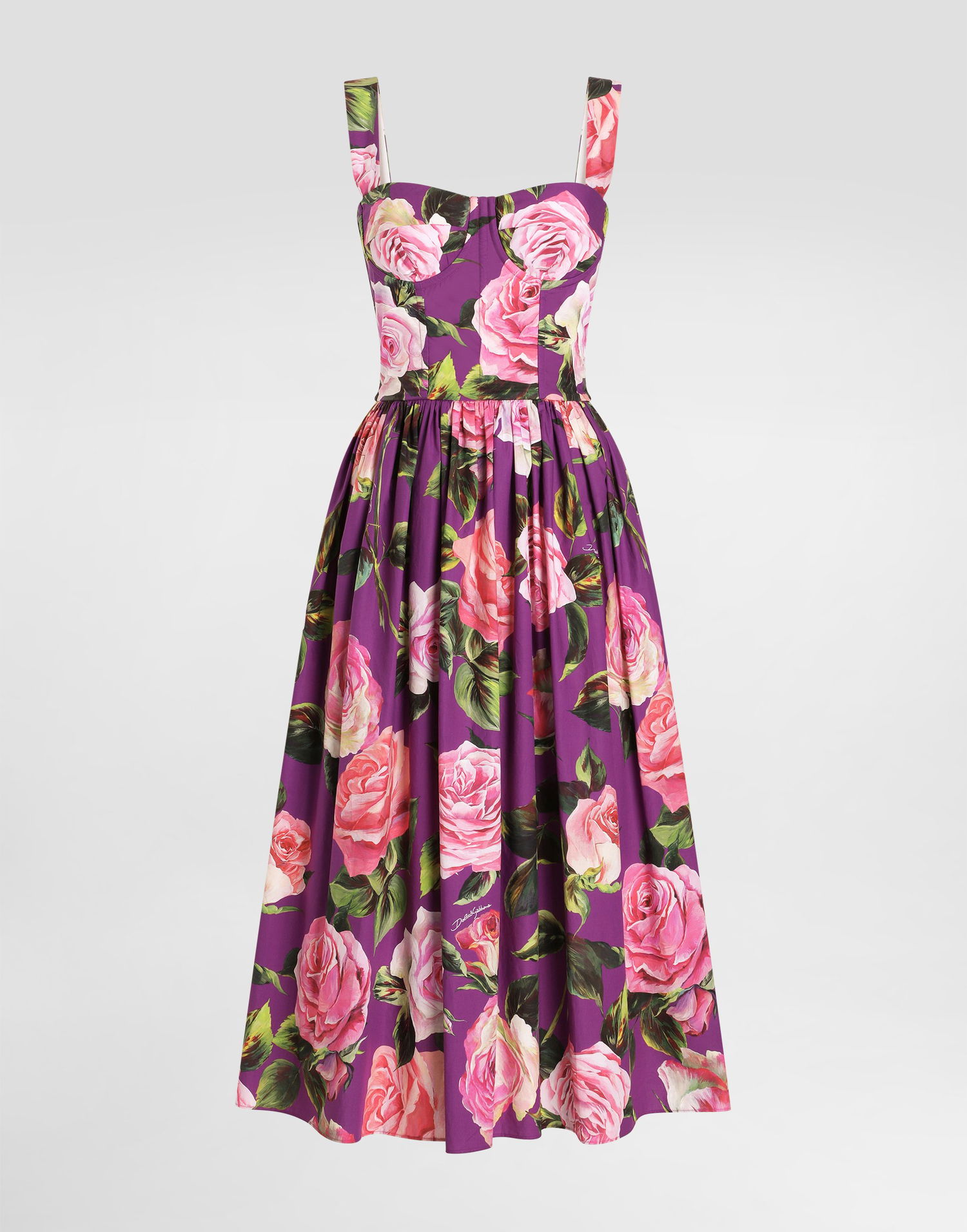 Šaty Dolce & Gabbana Dolce & Gabbana Rose Print Cotton Midi Dress Fialová | F6ZT1THS5TDHP5IG, 0