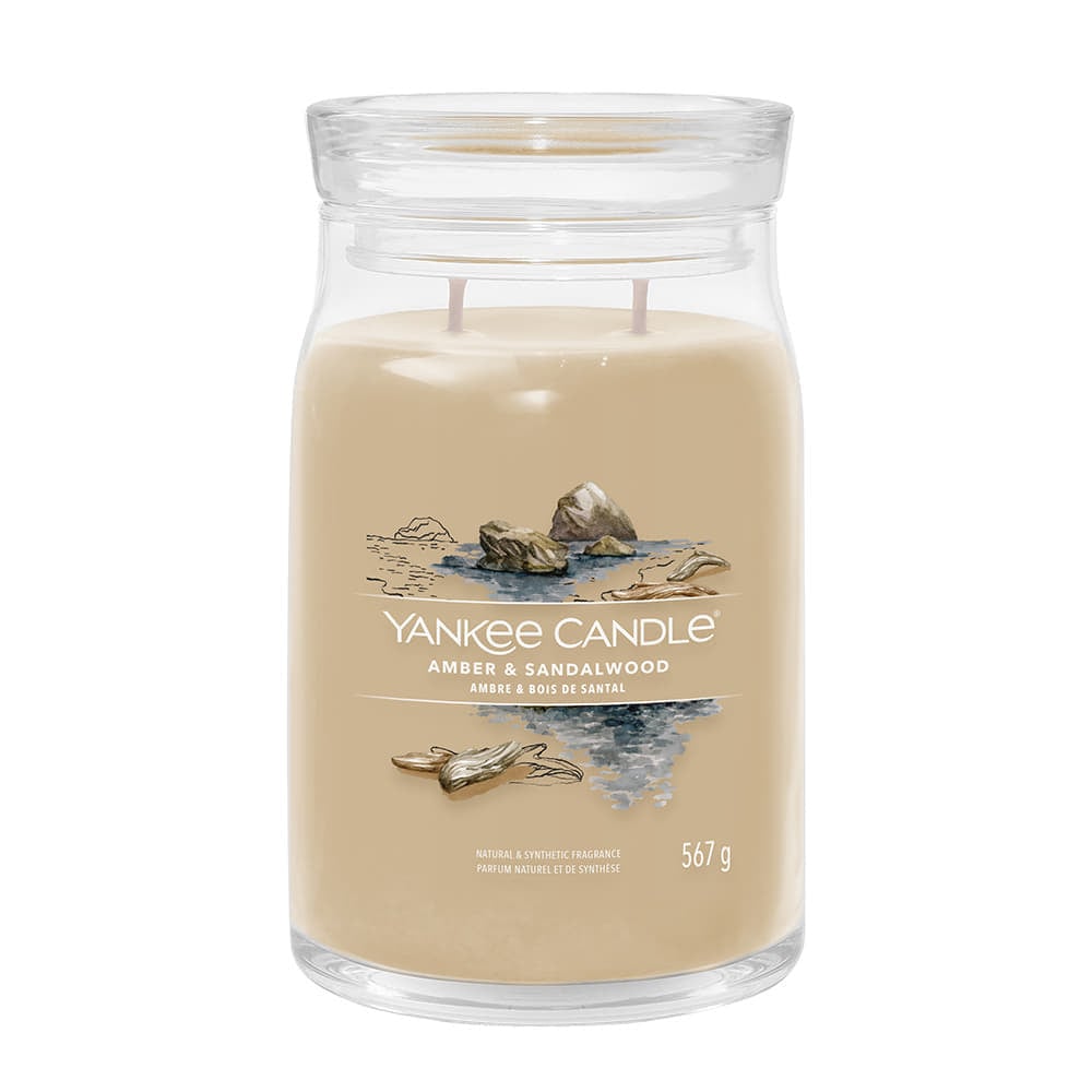 Sviečka Yankee Candle Signature Large Jar 2 Wicks Amber & Sandalwood Universal Natural & Synthetic Fragrance 567g Béžová | 40724, 1