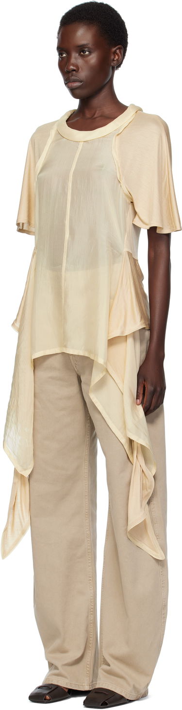 Tričká a tielka LEMAIRE Lemaire Mixed Fabric Knotted Top Béžová | TO1332 LF1373, 3