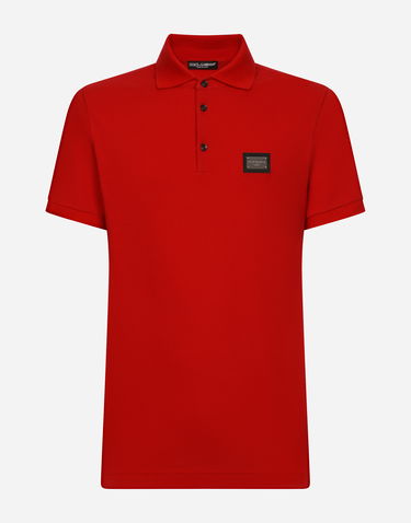 Polo tričko Dolce & Gabbana Cotton Piqué Polo-shirt With Branded Tag Červená | G8PL4TG7F2HR0026, 0