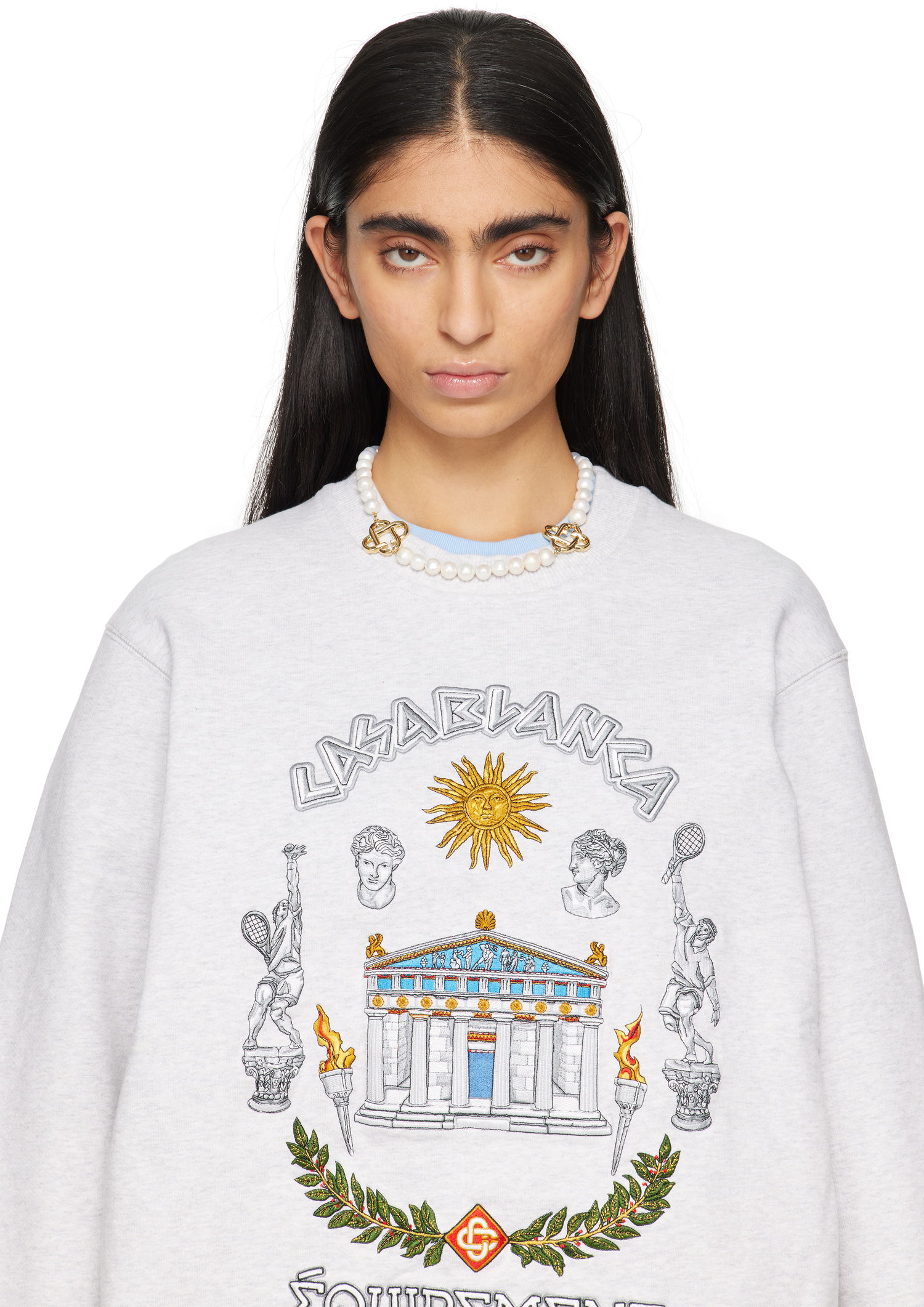 Náhrdelník Casablanca Medium Pearl Logo Necklace Metalická | APS25-JW-085-01, 1