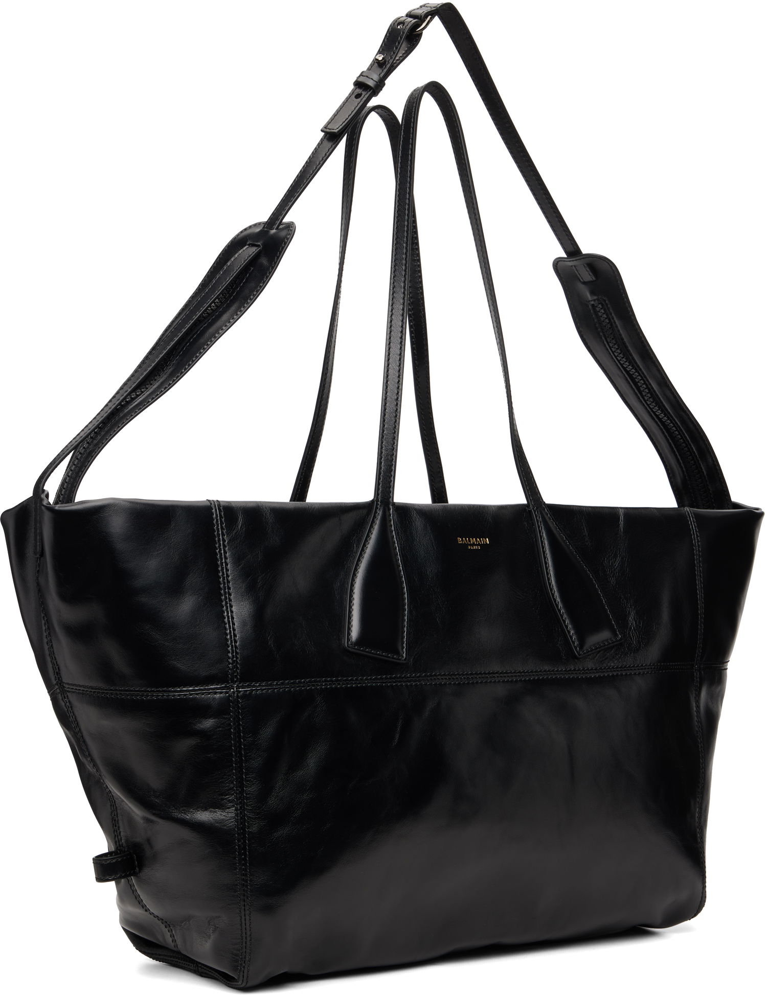 Tote bag Balmain Track Zips Calfskin Tote Bag Čierna | FM0FI271LMTE, 1