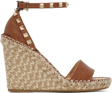 Starostlivosť o obuv Valentino Valentino Garavani Double Rockstud Grainy Calfskin Wedge Espadrilles Hnedá | 6W2S0090FEQ, 0