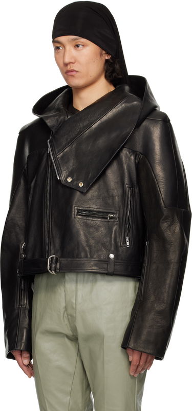 Bunda Rick Owens Rick Owens Hollywood Hooded Stooges Leather Jacket Čierna | RR01E5703 LNV, 3