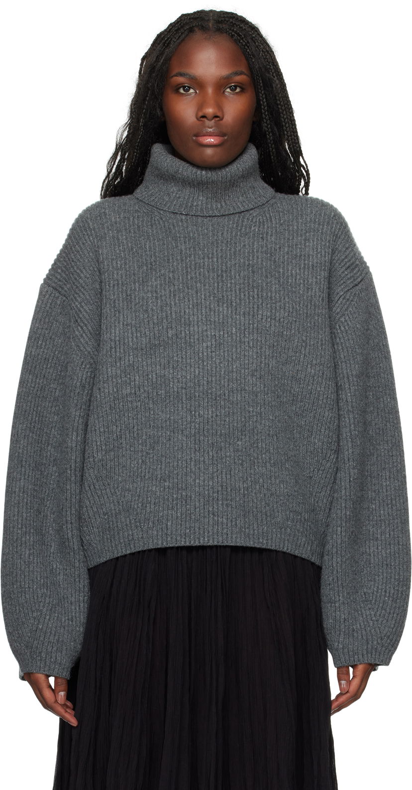 Sveter TOTEME TOTEME Ribbed Turtleneck Sweater Šedá | 244-WRT0394-YA0110