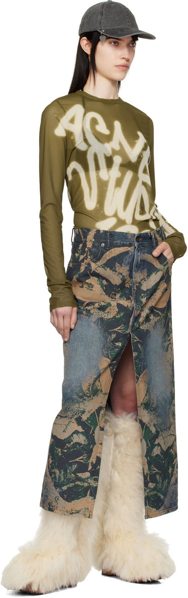 Sukňa Acne Studios Acne Studios Graphic Print Denim Maxi Skirt Modrá | AF0506-, 3