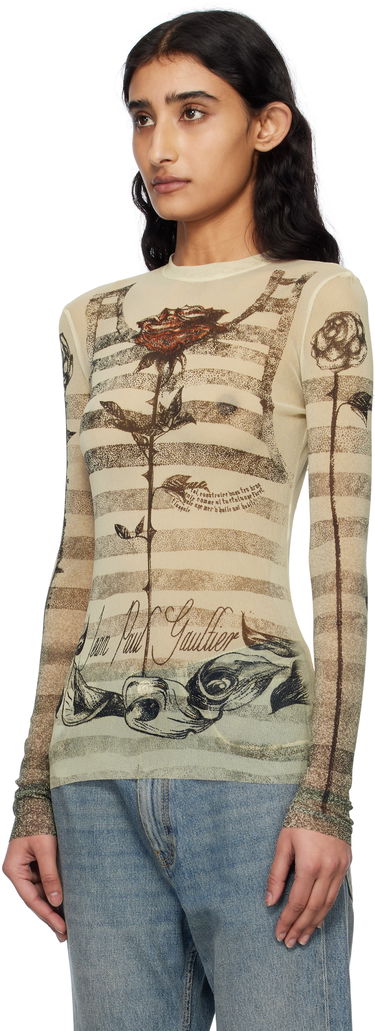 Tričko Jean Paul Gaultier Jean Paul Gaultier Tattoo Marinière T-Shirt Béžová | 25/34-F-TO274-T585-030030, 3